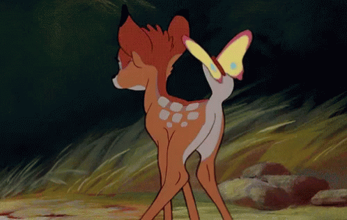 Cartoon Deer With Yellow Butterfly