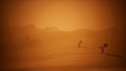 Cartoon Desert Scene With People GIF