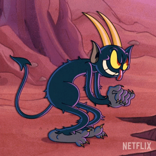 Cartoon Devil With Horns and Netflix Logo