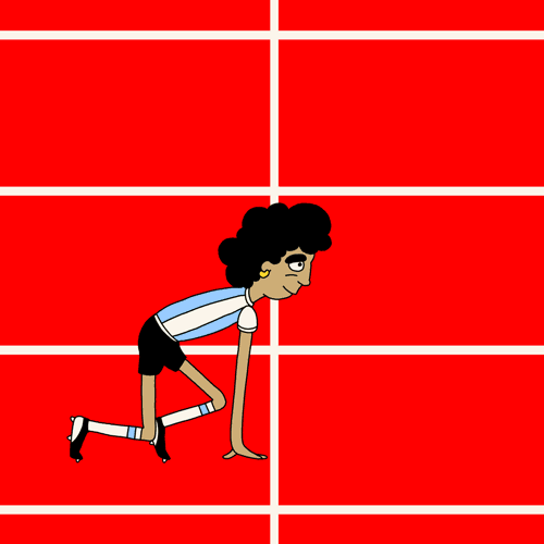 Cartoon Diego Maradona Starting Line Illustration GIF