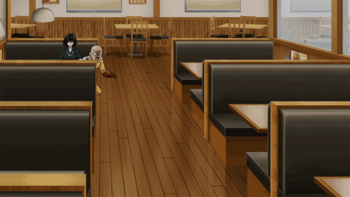Cartoon Diner With Tables and Booths