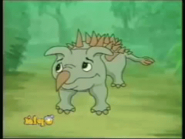 Cartoon Dinosaur With Letters BLQ GIF