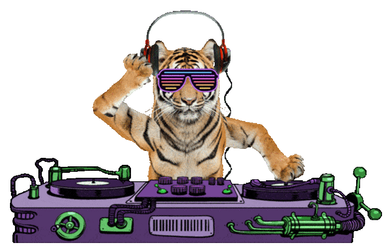 Cartoon Dj Cat Playing Music GIF 