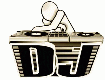 Cartoon DJ Playing Music With DJ Behind