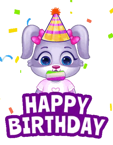 Cartoon Dog Blowing Party Horn Happy Birthday