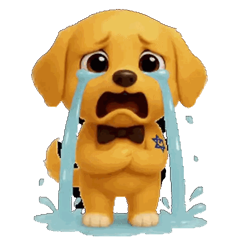 Cartoon Dog Crying with Tears