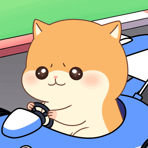 Cartoon Dog Driving Blue Car