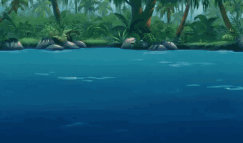 Cartoon Dog Floating On Its Back In River GIF