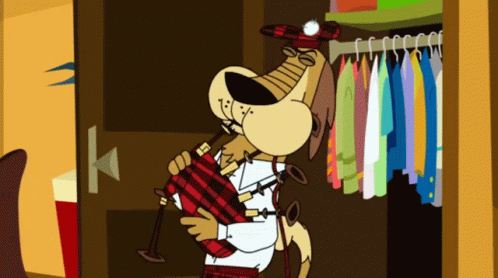 Cartoon Dog Holding Bagpipe