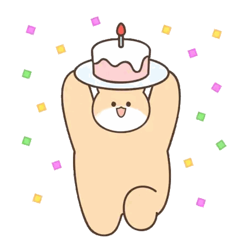 Cartoon Dog Holding Birthday Cake