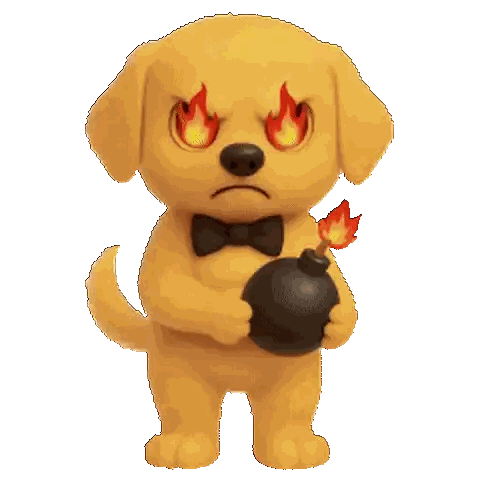 Cartoon Dog Holding Burning Bomb