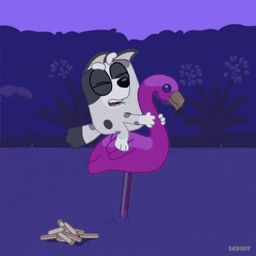 Cartoon Dog Holding Flamingo Seduff