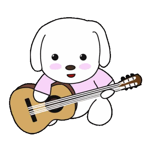 Cartoon Dog Holding Guitar