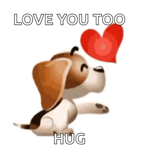 Cartoon Dog Holding Heart Saying I Love You