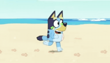 Cartoon Dog Holding Seashell on Beach