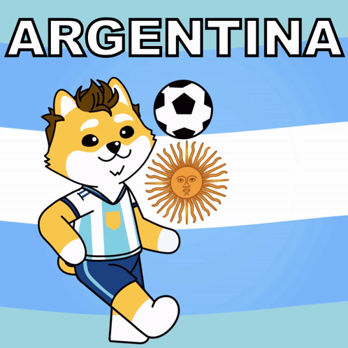 Cartoon Dog Holding Soccer Ball Argentina