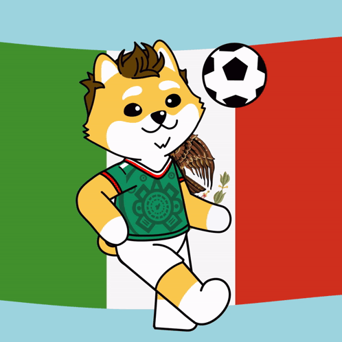 Cartoon Dog Holding Soccer Ball With Flag GIF