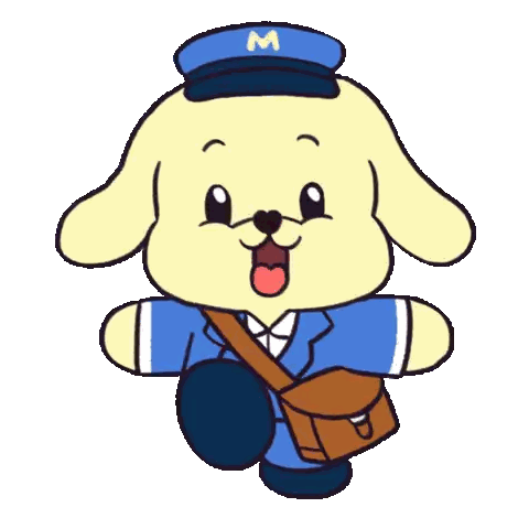 Cartoon Dog in Blue Uniform with M