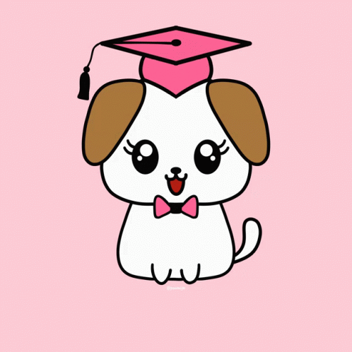 Cartoon Dog In Graduation Cap And Bow Tie GIF