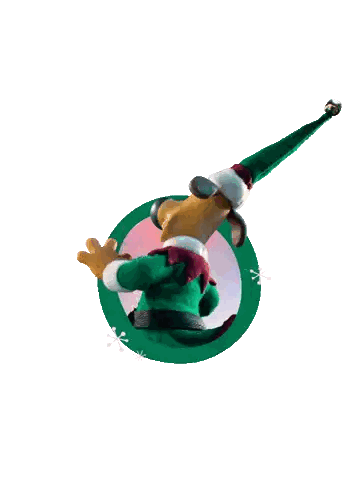 Cartoon Dog in Green Elf Costume