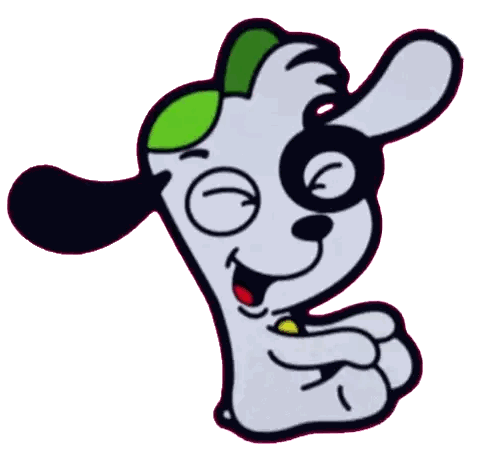 Cartoon Dog in Green Hat and Sunglasses