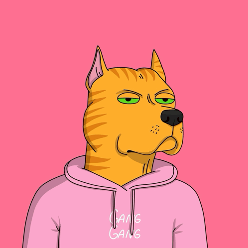 Cartoon Dog in Pink Hoodie Giving Thumbs Up