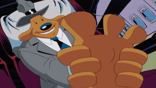 Cartoon Dog in Suit and Tie Reaching Out Paw