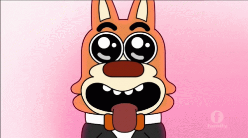 Cartoon Dog in Tuxedo With Tongue Out