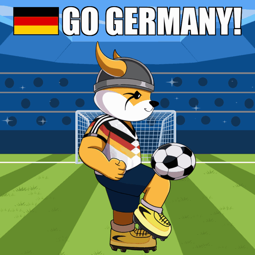 Cartoon Dog Kicking Soccer Ball Go Germany GIF