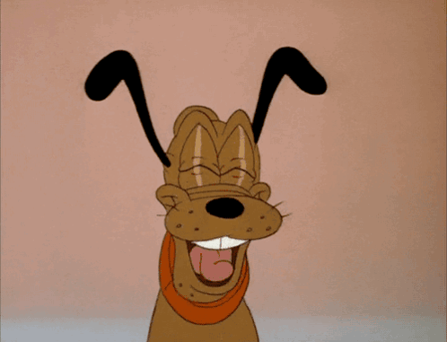 Cartoon Dog Laughing With Eyes Closed and Mouth Open