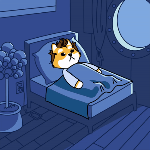 Cartoon Dog Laying in Bed