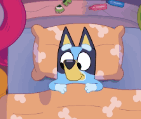 Cartoon Dog Lying in Bed
