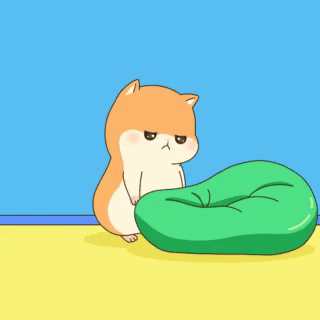Cartoon Dog Lying on Green Bean Bag