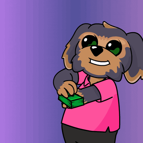 Cartoon Dog Making It Rain GIF