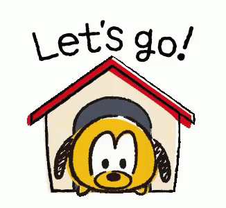 Cartoon Dog Peeking Out Of Doghouse Lets Go GIF