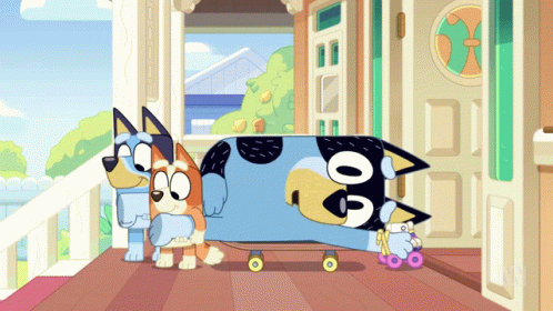 Cartoon Dog Rollerblading On Porch GIF