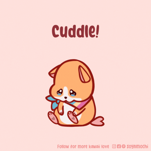 Cartoon Dog Saying Cuddle
