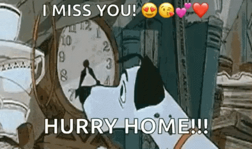 Cartoon Dog Saying I Miss You Hurry Home