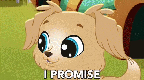 Cartoon Dog Saying I Promise at Dog House