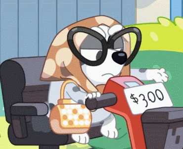 Cartoon Dog Sitting with 300 Sign