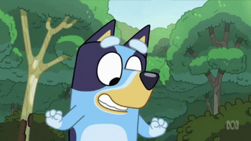 Cartoon Dog Standing In Forest Saying ABC GIF