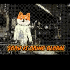 Cartoon Dog Standing in Front of $gou Is Going Global Sign