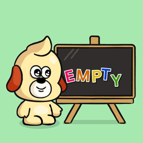 Cartoon Dog Standing Next To Blackboard Saying Empty GIF
