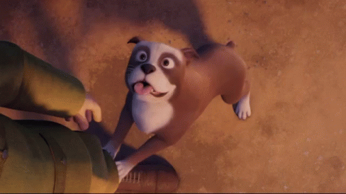 Cartoon Dog Sticking Tongue Out Beside Person