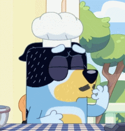 Cartoon Dog Wearing Chef Hat Sitting