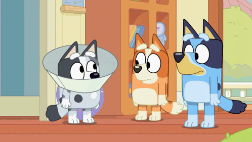 Cartoon Dog Wearing Collar Next to Another Dog