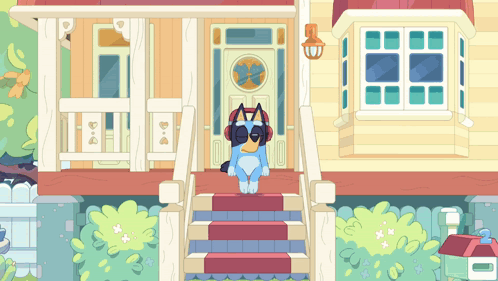 Cartoon Dog Wearing Headphones