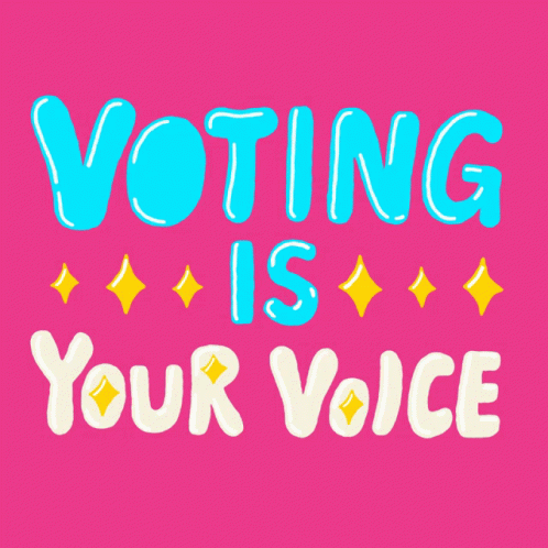 Cartoon Dog Wearing Headphones Holding Vote Sign