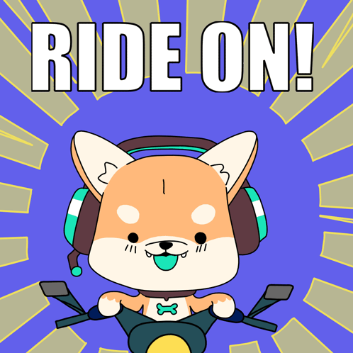 Cartoon Dog Wearing Headphones Riding Motorcycle