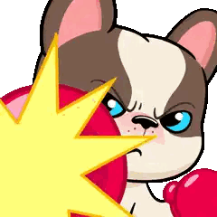 Cartoon Dog Wearing Red Boxing Gloves